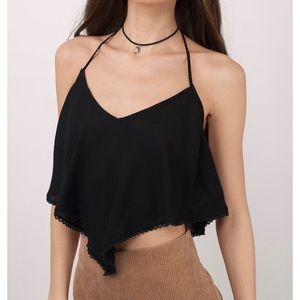 NWT Black rayon gauze halter tank